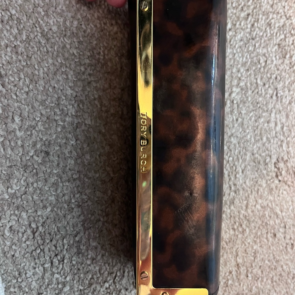 Tory Burch Tortoise Shell Clutch with Gold Trim